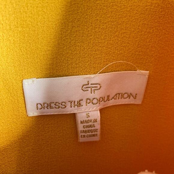 DRESS THE POPULATION Sandy Sheath Dress Canary Yellow Size Small - Picture 4 of 7